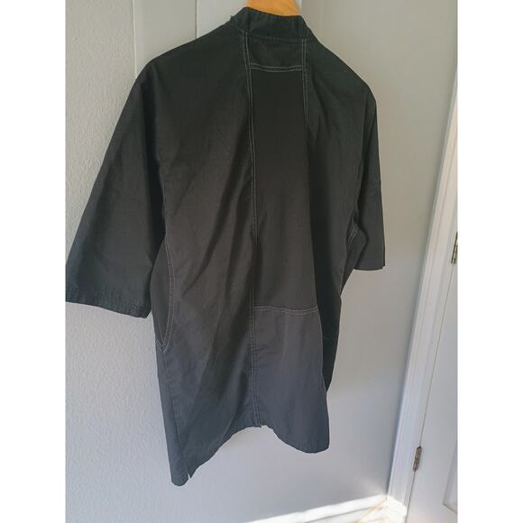 Chef works black short-sleeve chef jacket with white stitching and buttons large - Picture 7 of 15